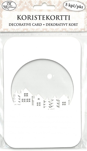 [6968] Decorative card Village white 5pcs