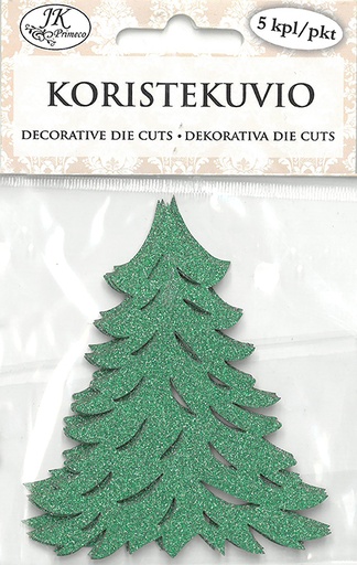 [6973] Decorative die cut Spruce green glitter 5pcs
