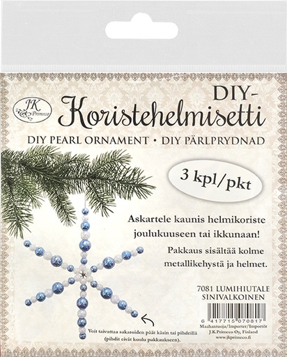 [7081] DIY-Pearl ornament set Snowflake blue/white 3pcs
