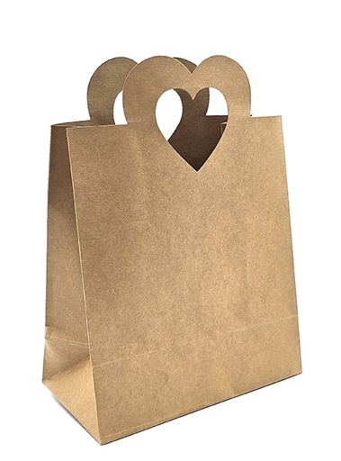 [7149] Gift bag M Heart recycled brown