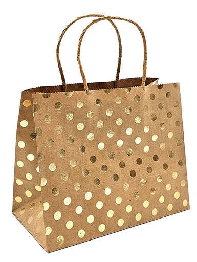 [7167] Gift bag S Ball gold foil recycled brown