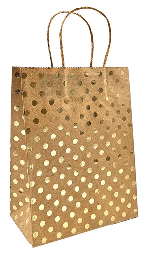 [7168] Gift bag M Ball gold foil recycled brown