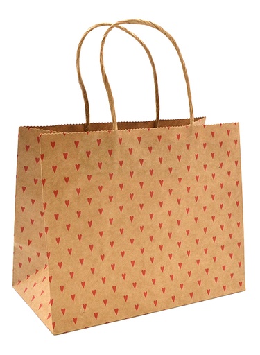 [7175] Gift bag S Heart red recycled brown