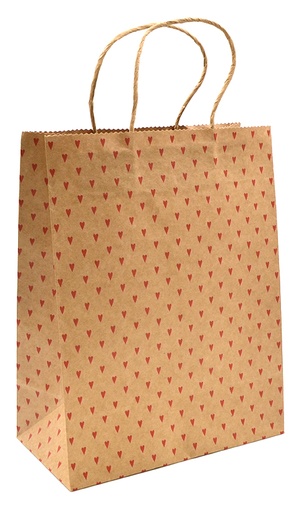 [7176] Gift bag M Heart red recycled brown