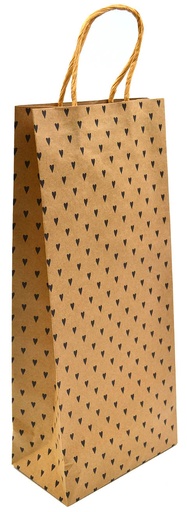 [7181] Bottle paper bag Heart black recycled brown