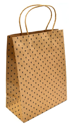 [7197] Gift bag M Heart black recycled brown