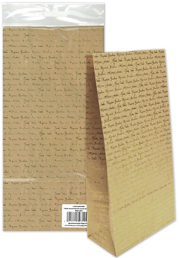 [7200] Paper bag Jouluteksti kultafolio uusioruskea 5pcs