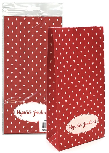 [7204] Paper bag Sydän punainen 5pcs