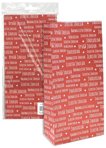 [7207] Paper bag Jouluteksti punainen 5pcs