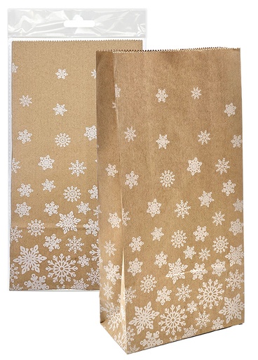 [7215] Paper bag Snowflakes recycled brown 5pcs