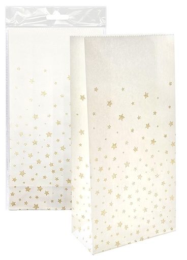 [7218] Paper bag Stars gold glitter 5pcs