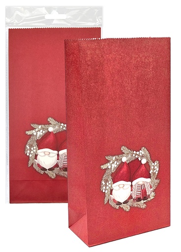 [7220] Paper bag Santa couple red 5pcs