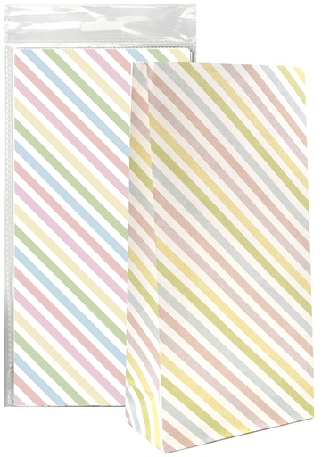 [7243] Paper bag Stripe pastel 5pcs