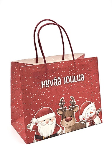 [7290] Gift bag S Iloiset jouluhahmot punainen
