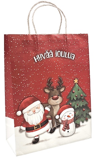 [7298] Lahjakassi XL Iloiset jouluhahmot punainen