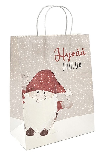 [7307] Gift bag M Tonttu harmaa