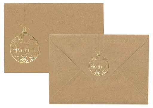 [7690] Foil envelope C6 Joulupallo kulta uusioruskea 10pcs