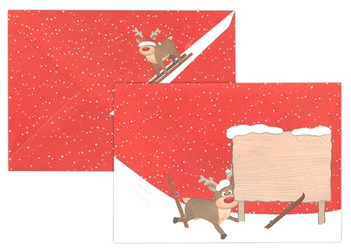 [7728] Envelope C6 Christmas animals red 10pcs