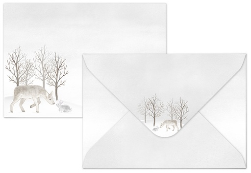 [7741] Envelope C6 Winter forest deer 10pcs