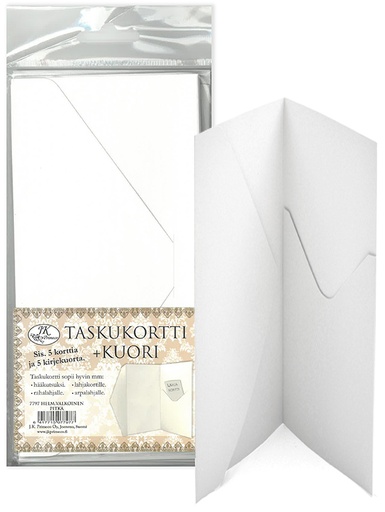 [7797] Pocket card + envelope long pearlescent white 5pcs+5pcs