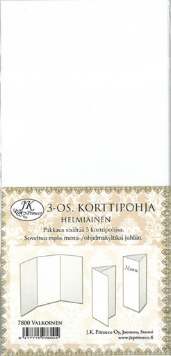 [7800] 3-os. erikoiskortti pitkä helmiäisvalkoinen 5kpl
