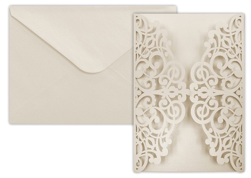 [7814] Card + envelope Deco pearlescent champagne 5pcs+5pcs