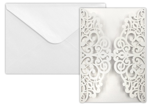 [7815] Card + envelope Deco pearlescent white 5pcs+5pcs