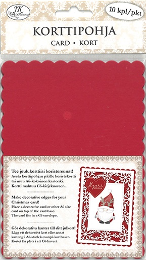 [7828] Korttipohja Aaltoreuna punainen 10kpl