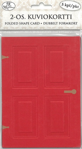 [7835] Folded shape card Door red 5pcs