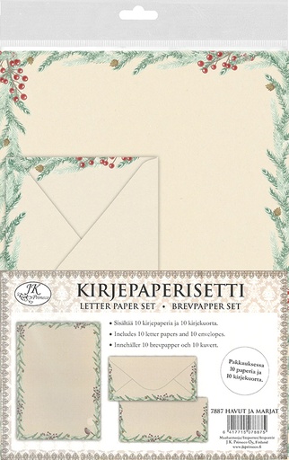 [7887] Letter paper set Twigs and berries 10pcs+10pcs