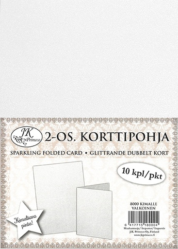 [8000] 2-os. korttipohja Kimalle valkoinen 10kpl