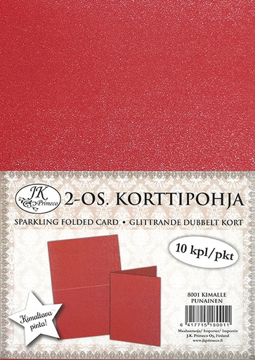[8001] 2-os. korttipohja Kimalle punainen 10kpl