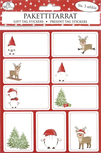 [8500] Gift tag sticker narrow Christmas gnome 3 sheets