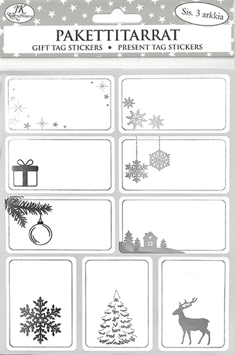 [8502] Gift tag sticker narrow Christmas silver foil 3 sheets