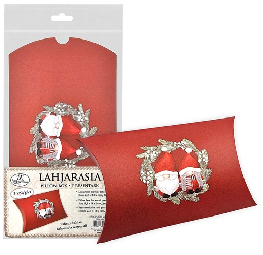 [8766] Pillow box M Santa couple red 3pcs