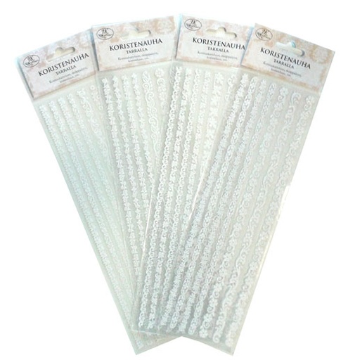 [8782] Decorative ribbon sticker assortment white