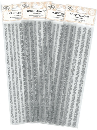 [8783] Decorative ribbon sticker assortment silver