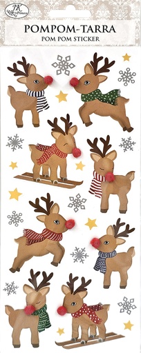 [8843] Pompom sticker Reindeer