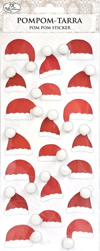 [8844] Pompom sticker Santa hats