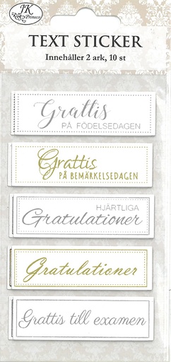[8867] Text sticker Gratulerar guld/silver 2 sheets