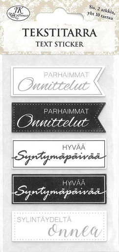 [8884] Text sticker Onnittelut mustavalkoinen 2 sheets