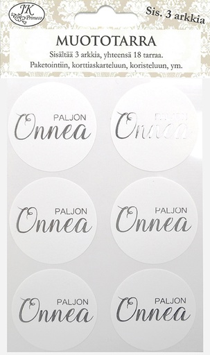 [8914] Form sticker Paljon onnea hopea 3 sheets