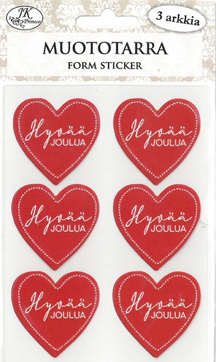 [8920] Form sticker Jouluteksti sydän punainen 3pcs