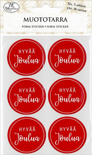 [8927] Form sticker Hyvää joulua punainen 3 sheets