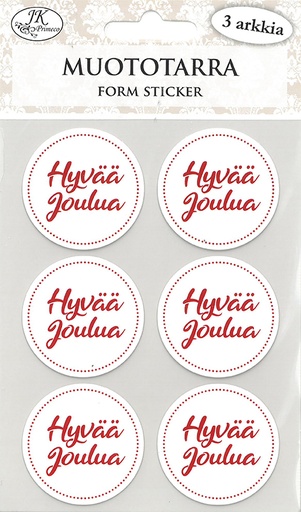 [8928] Form sticker Hyvää joulua punavalkoinen 3 sheets