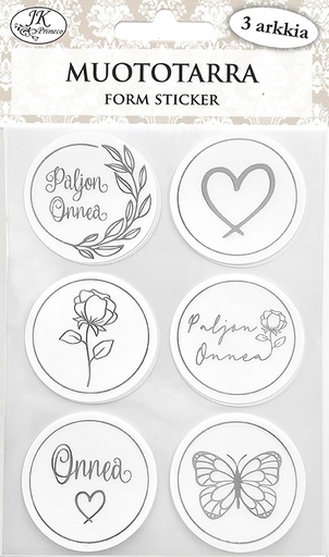 [8938] Form sticker Kuvat ja tekstit hopea 3 sheets