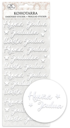[8985] Embossed sticker Joulutekstit valkoinen