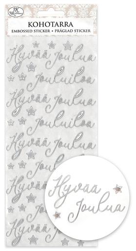 [8987] Embossed sticker Joulutekstit harmaa