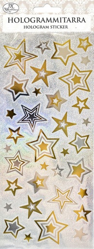 [8995] Hologram sticker Stars gold