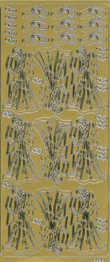 [9322] Peel-off sticker Wedding couple gold